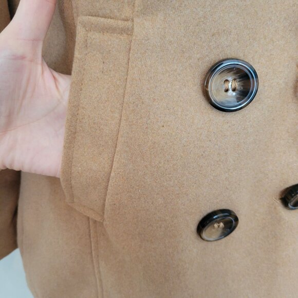 Me Jane Camel Tan Double Breasted Peacoat S Preppy Twee Academia Glam - Picture 2 of 4